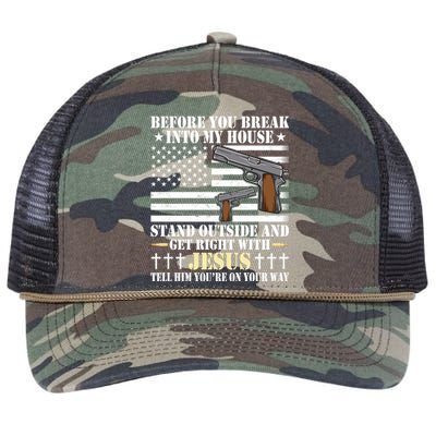 Gun Owner Lover Before You Break Into My House Jesus Gift Retro Rope Trucker Hat Cap