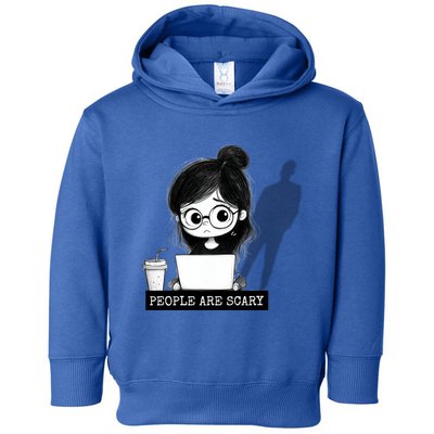 Geeky On Laptop Introvert Cute Gaming Tech Lover Funny Gift Toddler Hoodie