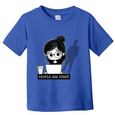 Geeky On Laptop Introvert Cute Gaming Tech Lover Funny Gift Toddler T-Shirt
