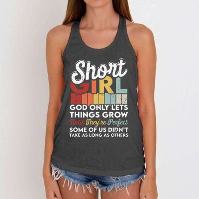 God Only Lets Things Grow Short People Funny Short Women's Knotted Racerback Tank