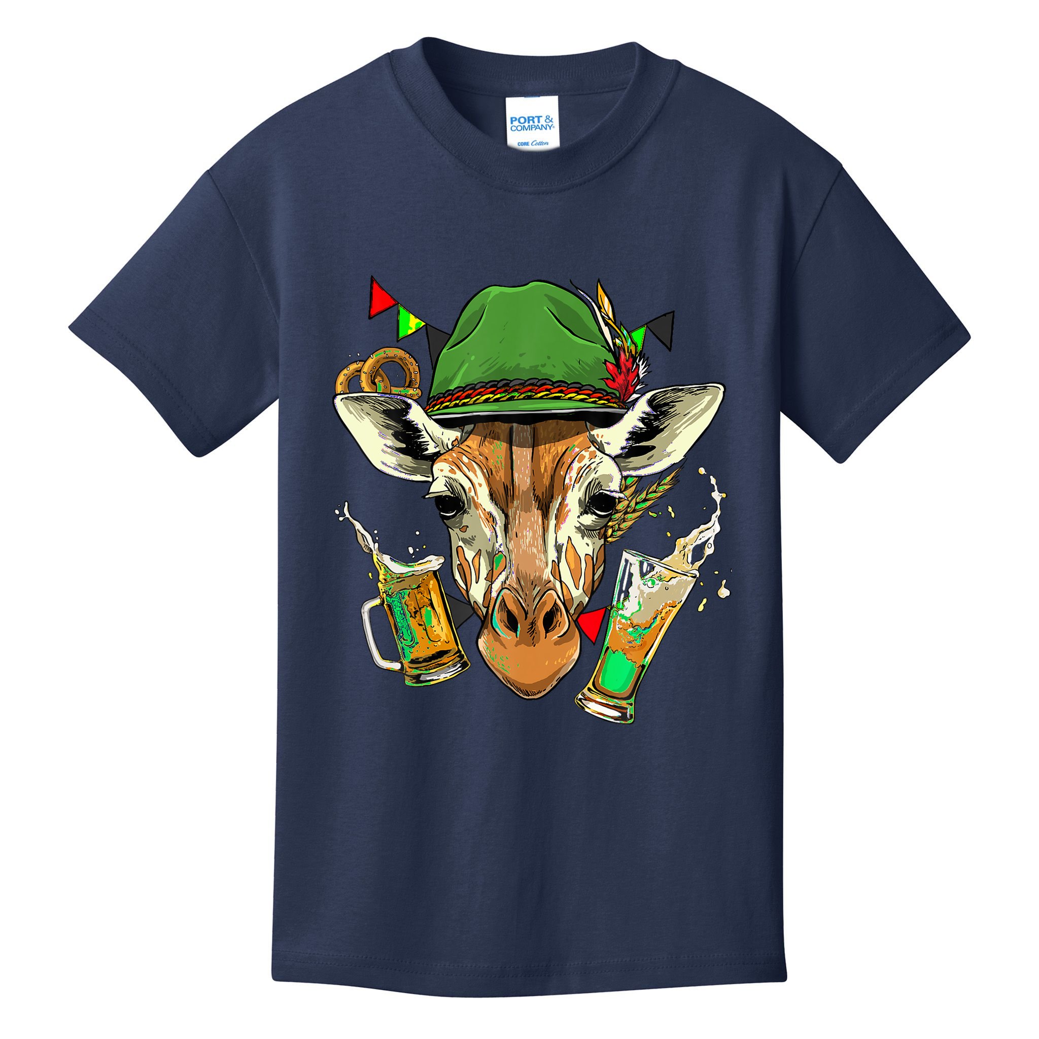 Giraffe Oktoberfest Lederhosen Costume German Beer Fest Kids T-Shirt