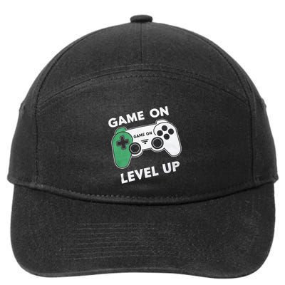 Game On Level Up Video Gamer Gift 7-Panel Snapback Hat