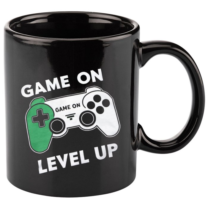 Game On Level Up Video Gamer Gift 11oz C Handle Ceramic Mug