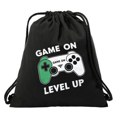 Game On Level Up Video Gamer Gift Drawstring Bag
