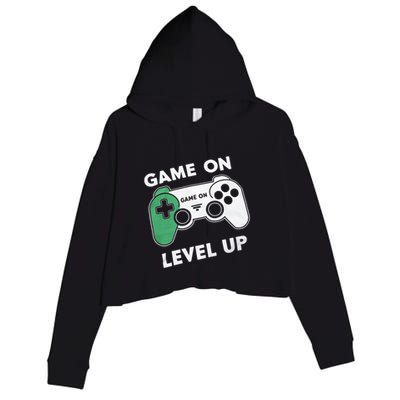 Game On Level Up Video Gamer Gift Crop Fleece Hoodie