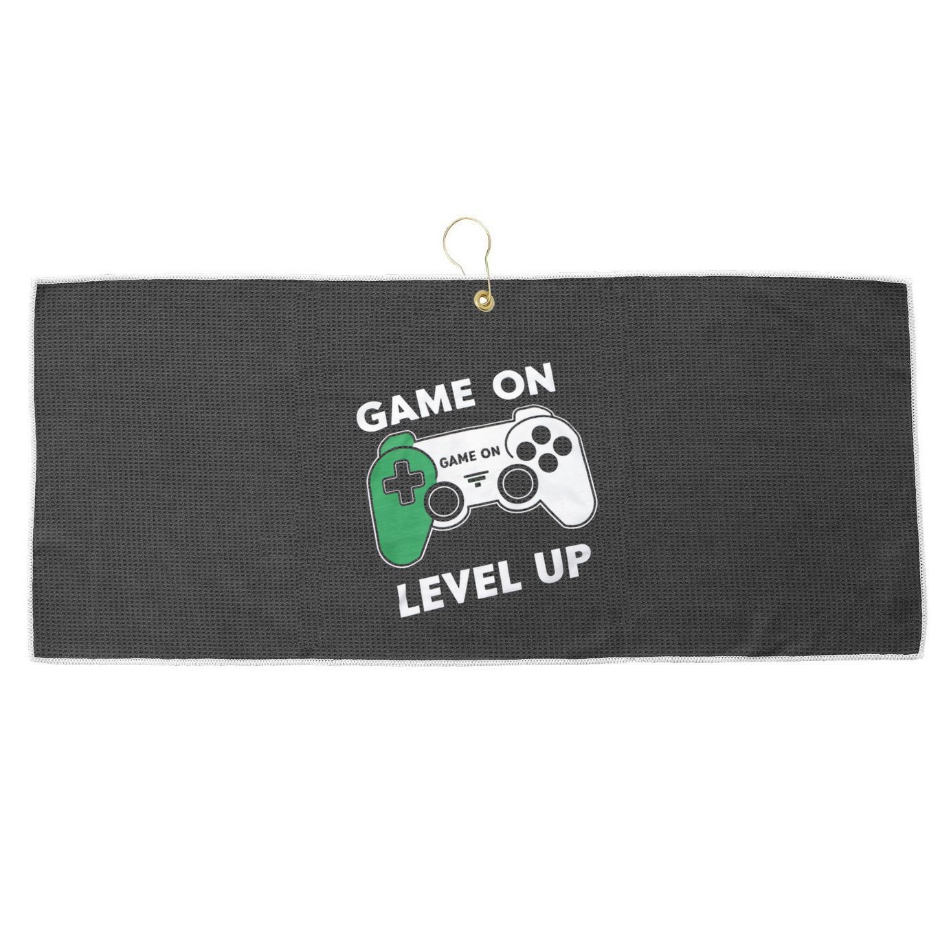 Game On Level Up Video Gamer Gift Large Microfiber Waffle Golf Towel