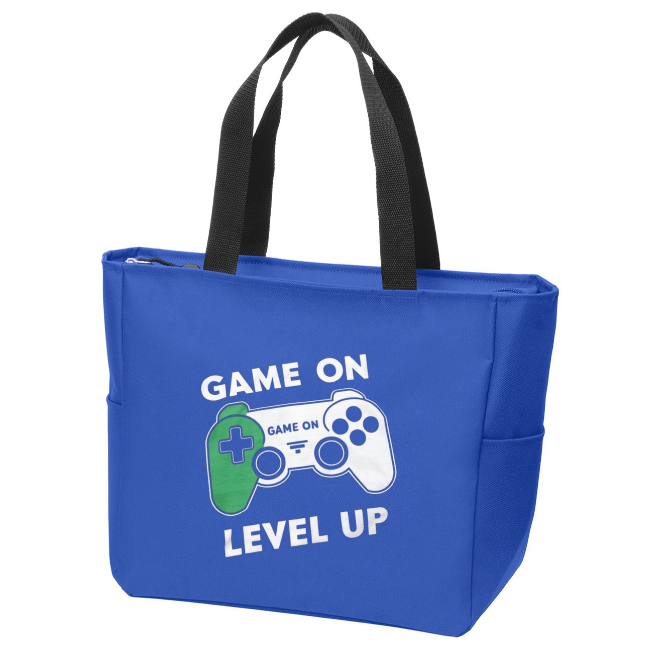 Game On Level Up Video Gamer Gift Zip Tote Bag