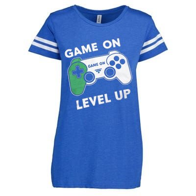 Game On Level Up Video Gamer Gift Enza Ladies Jersey Football T-Shirt