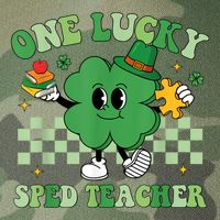 Groovy One Lucky Sped Teacher Shamrock PatrickS Day Legacy Tie Dye Trucker Hat