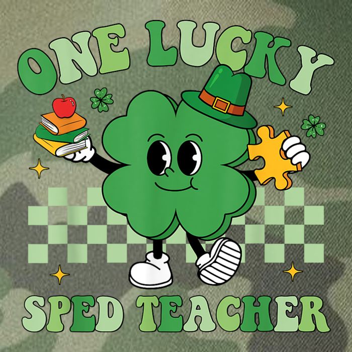 Groovy One Lucky Sped Teacher Shamrock PatrickS Day Legacy Tie Dye Trucker Hat