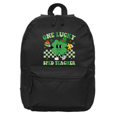 Groovy One Lucky Sped Teacher Shamrock PatrickS Day 16 in Basic Backpack