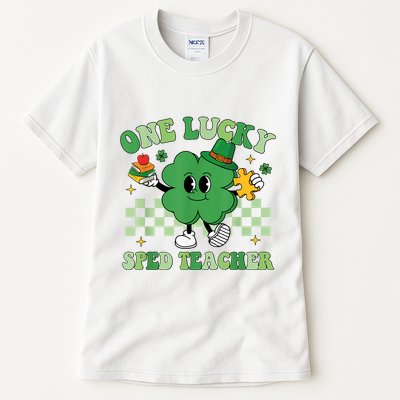 Groovy One Lucky Sped Teacher Shamrock PatrickS Day Tall T-Shirt