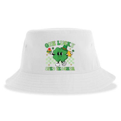 Groovy One Lucky Sped Teacher Shamrock PatrickS Day Sustainable Bucket Hat