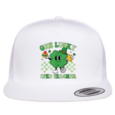 Groovy One Lucky Sped Teacher Shamrock PatrickS Day Flatbill Hat
