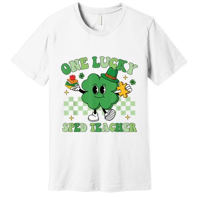 Groovy One Lucky Sped Teacher Shamrock PatrickS Day Premium T-Shirt