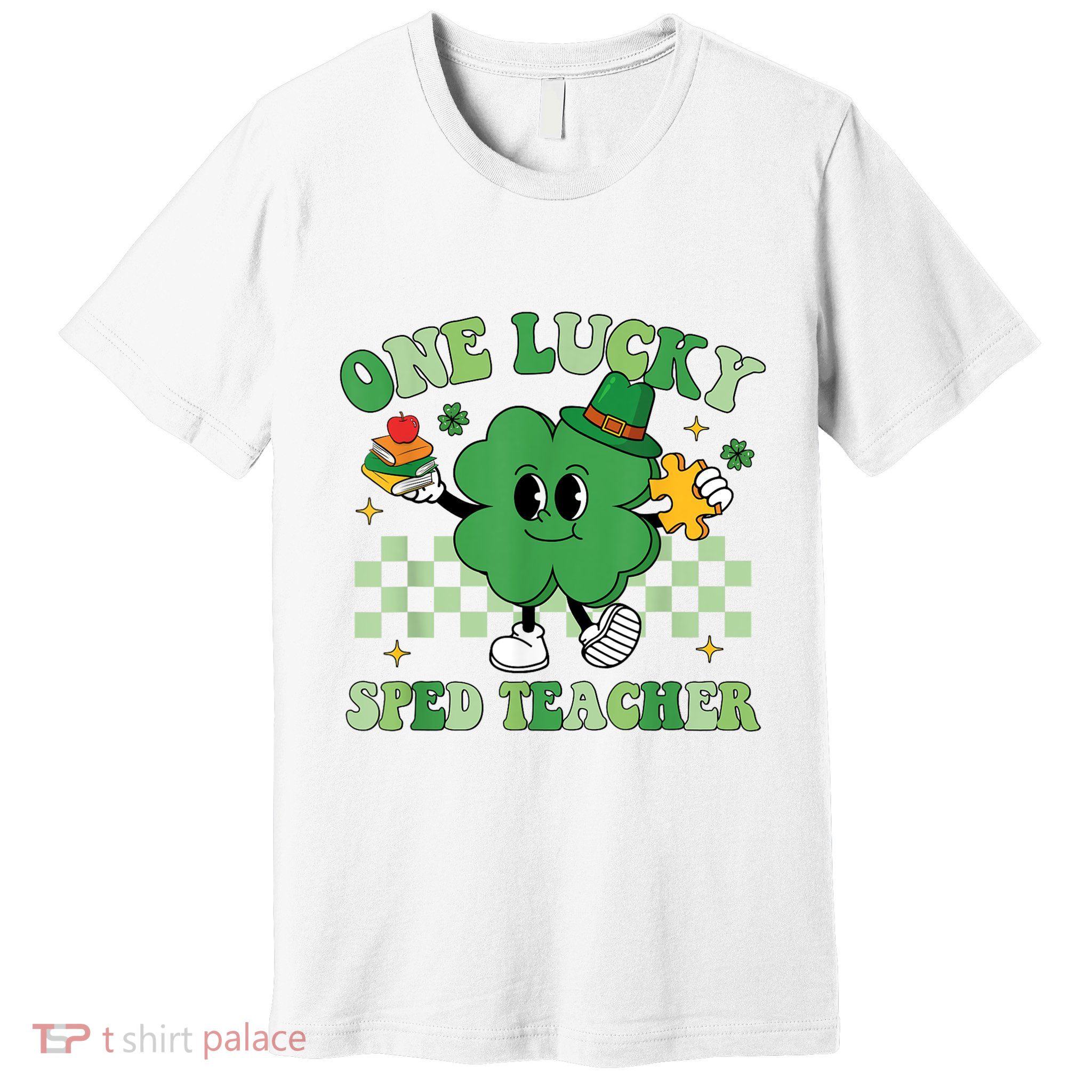 Groovy One Lucky Sped Teacher Shamrock PatrickS Day Premium T-Shirt