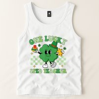 Groovy One Lucky Sped Teacher Shamrock PatrickS Day Tank Top