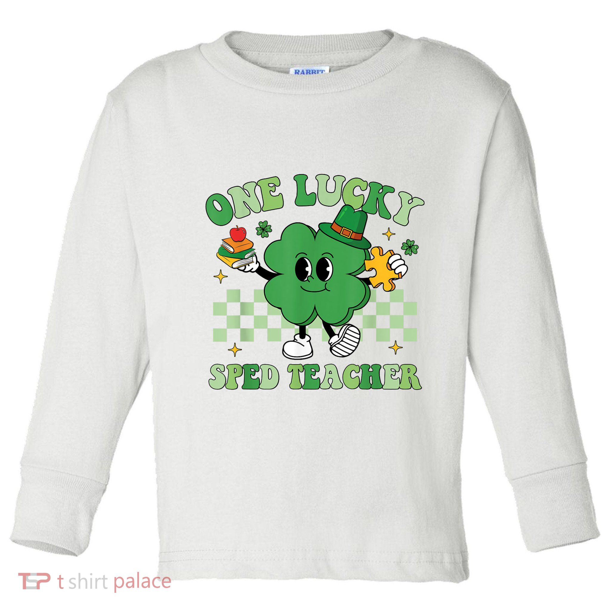 Groovy One Lucky Sped Teacher Shamrock PatrickS Day Toddler Long Sleeve Shirt