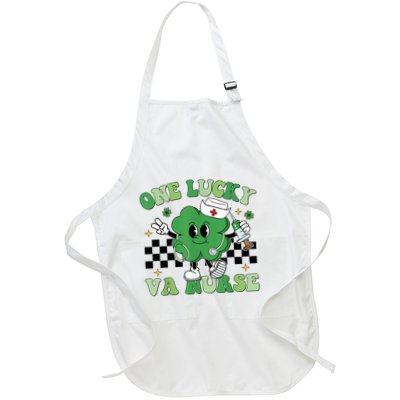 Groovy One Lucky Va Nurse Shamrock St PatrickS Day Full-Length Apron With Pockets