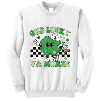 Groovy One Lucky Va Nurse Shamrock St PatrickS Day Sweatshirt