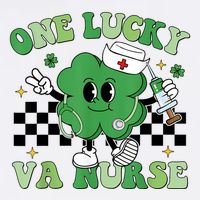 Groovy One Lucky Va Nurse Shamrock St PatrickS Day Button