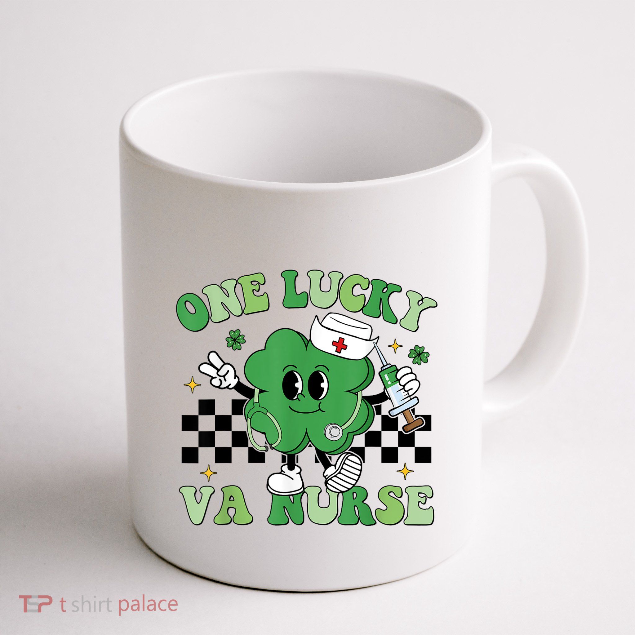 Groovy One Lucky Va Nurse Shamrock St PatrickS Day Mug