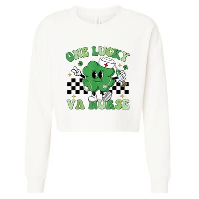 Groovy One Lucky Va Nurse Shamrock St PatrickS Day Cropped Pullover Crew
