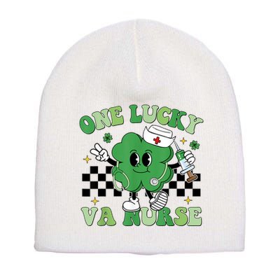 Groovy One Lucky Va Nurse Shamrock St PatrickS Day Short Acrylic Beanie