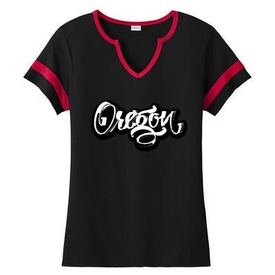 Graffiti Oregon Logo Ladies Halftime Notch Neck Tee