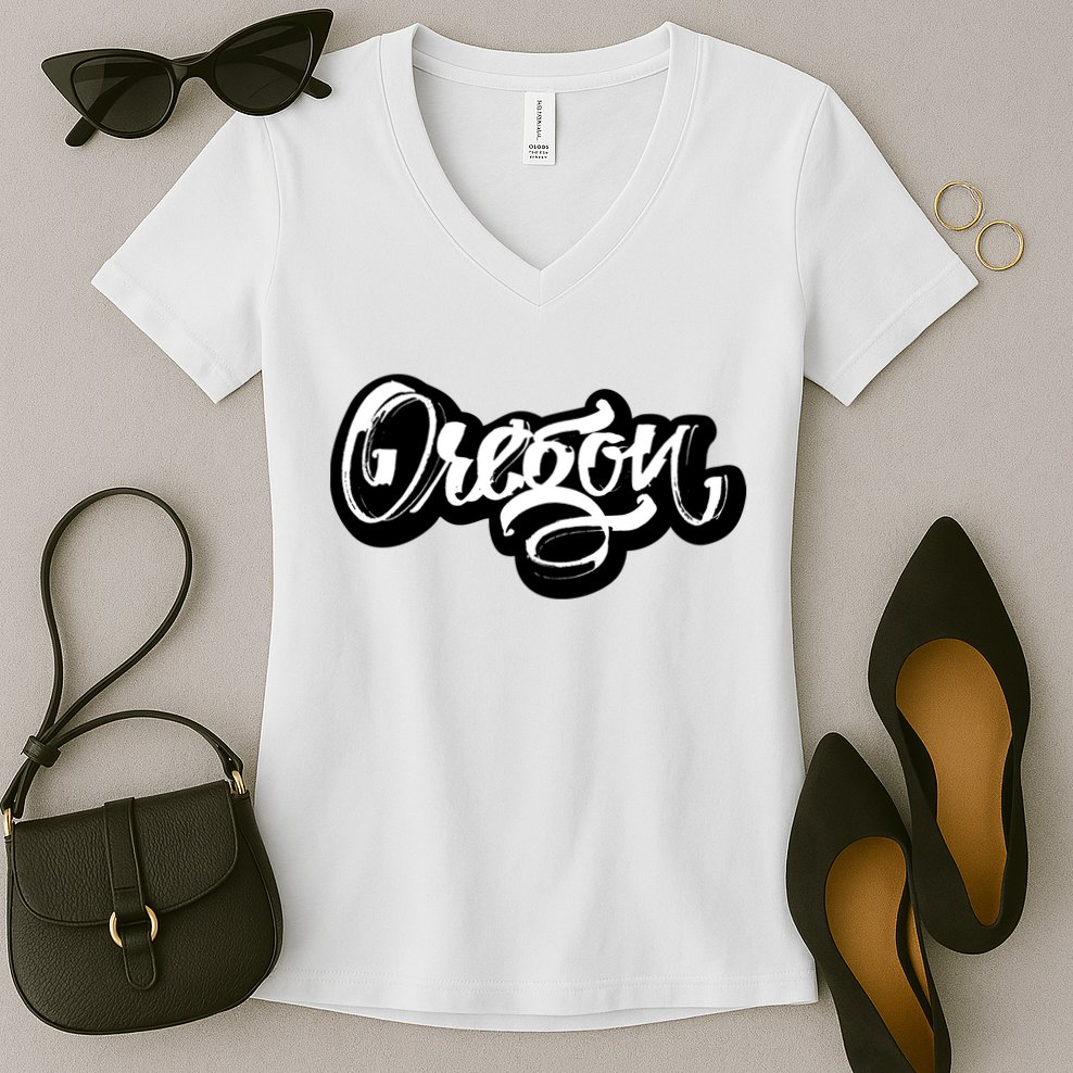 Graffiti Oregon Logo Women's V-Neck T-Shirt