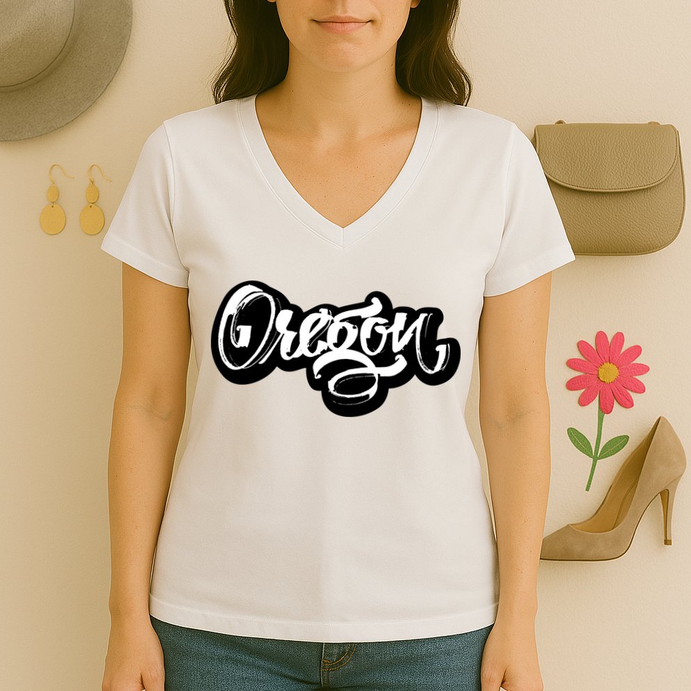 Graffiti Oregon Logo Women's V-Neck T-Shirt
