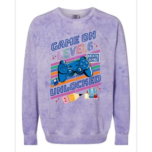 Game On Level 6 Unlocked 6Th Grader Back To School Gamer Gift Colorblast Crewneck Sweatshirt