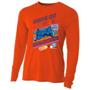 Game On Level 6 Unlocked 6Th Grader Back To School Gamer Gift Cooling Performance Long Sleeve Crew