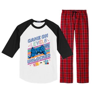 Game On Level 6 Unlocked 6Th Grader Back To School Gamer Gift Raglan Sleeve Pajama Set