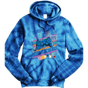 Game On Level 6 Unlocked 6Th Grader Back To School Gamer Gift Tie Dye Hoodie