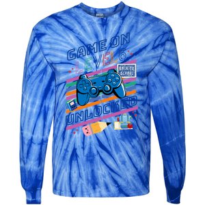 Game On Level 6 Unlocked 6Th Grader Back To School Gamer Gift Tie-Dye Long Sleeve Shirt