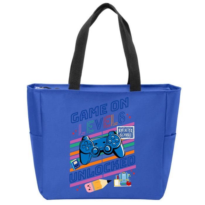 Game On Level 6 Unlocked 6Th Grader Back To School Gamer Gift Zip Tote Bag