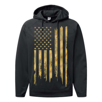 Gold American Flag Limited Addition  Performance Fleece Hoodie