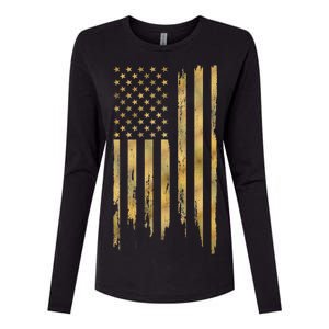 Gold American Flag Limited Addition  Womens Cotton Relaxed Long Sleeve T-Shirt