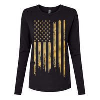 Gold American Flag Limited Addition  Womens Cotton Relaxed Long Sleeve T-Shirt