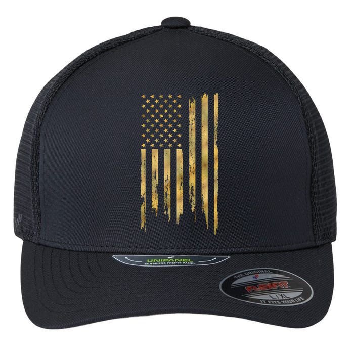 Gold American Flag Limited Addition  Flexfit Unipanel Trucker Cap