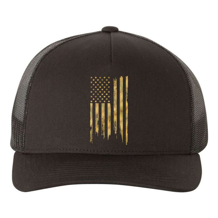 Gold American Flag Limited Addition  Yupoong Adult 5-Panel Trucker Hat