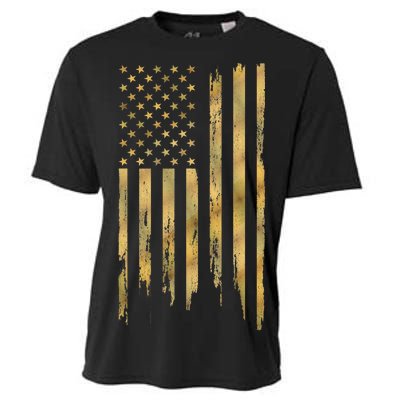 Gold American Flag Limited Addition  Cooling Performance Crew T-Shirt