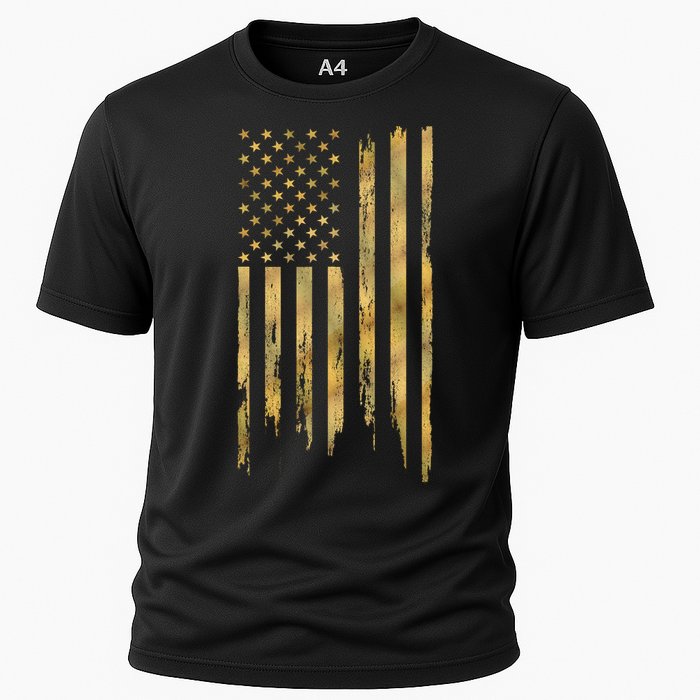 Gold American Flag Limited Addition  Cooling Performance Crew T-Shirt