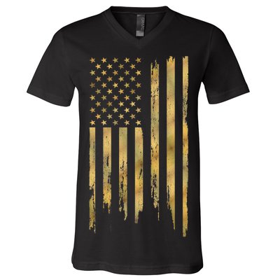 Gold American Flag Limited Addition  V-Neck T-Shirt