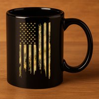 Gold American Flag Limited Addition  11oz C Handle Ceramic Mug