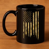 Gold American Flag Limited Addition  11oz C Handle Ceramic Mug