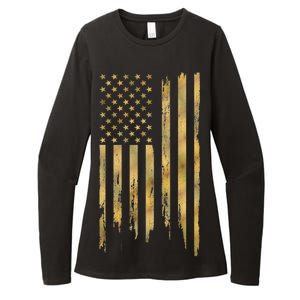 Gold American Flag Limited Addition  Womens CVC Long Sleeve Shirt