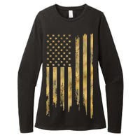 Gold American Flag Limited Addition  Womens CVC Long Sleeve Shirt