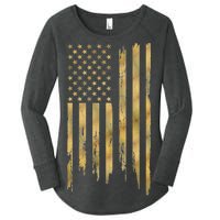 Gold American Flag Limited Addition  Women's Perfect Tri Tunic Long Sleeve Shirt